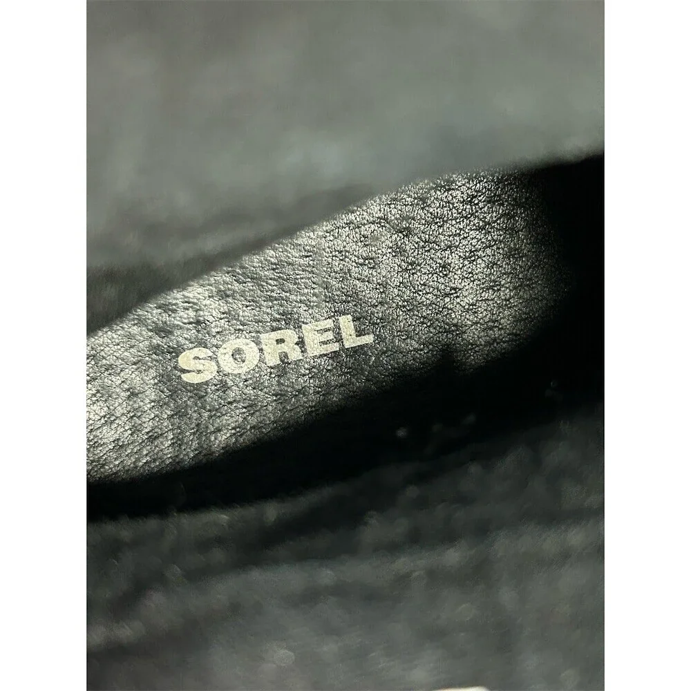 SOREL Phoenix Moto Women's Boots Black Mid-Calf Double Buckle Lug Sole Size 9
